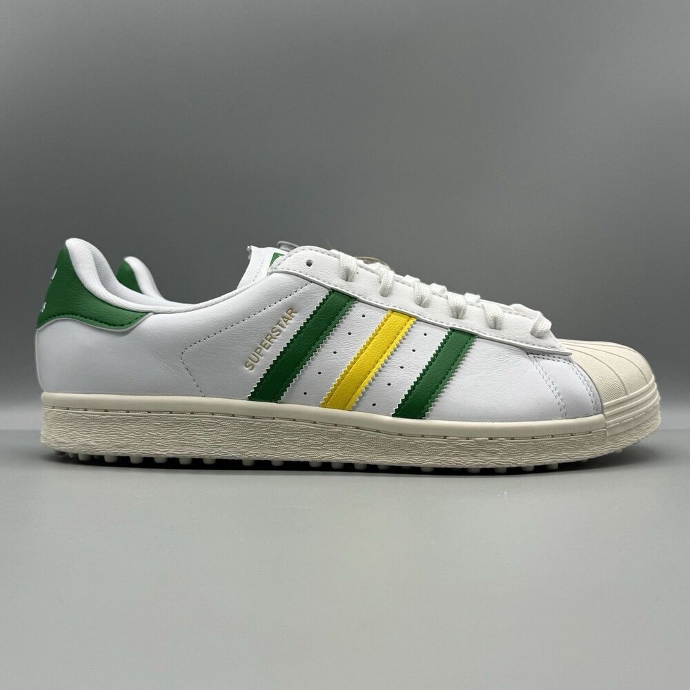 Adidas Superstar Spikeless Golf Sneaker White Green Yellow IH8533 Mens Size 10.5